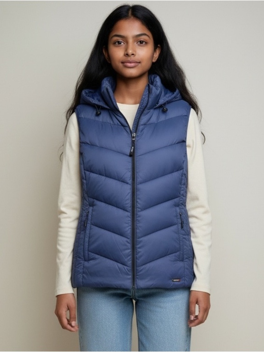 Gerry Weber Blue Quilted Hooded Puffer Vest